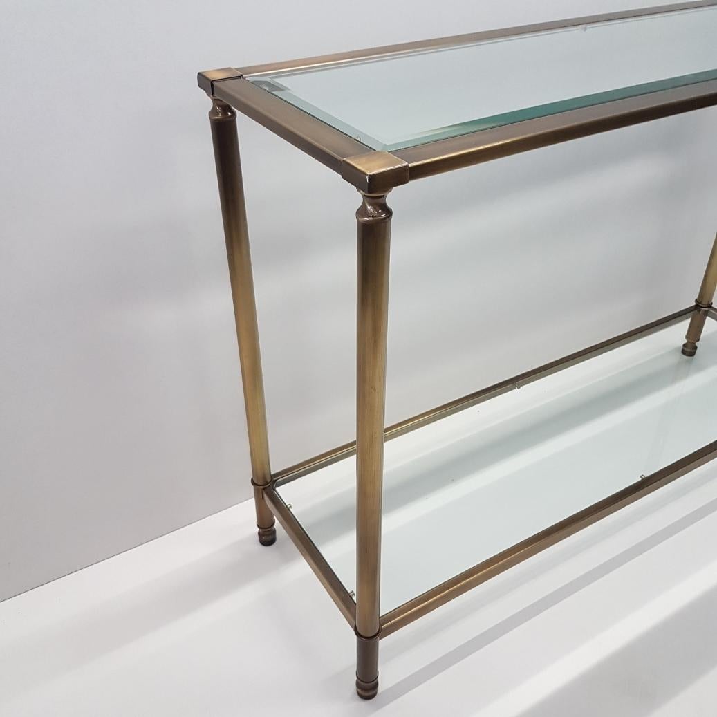 Brushed Brass with Cut Glass French Console Table, 1980s