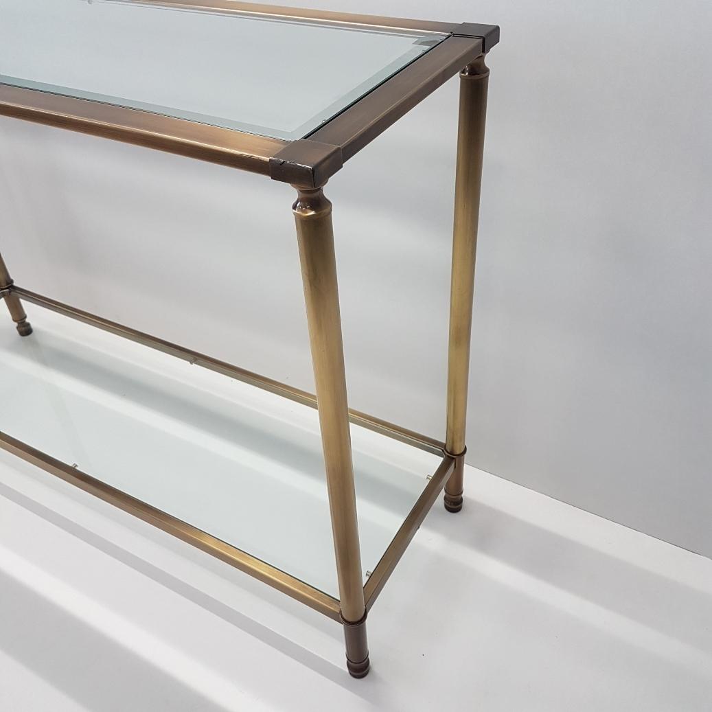 Brass with Cut Glass French Console Table, 1980s In Excellent Condition In Valkenswaard, NL
