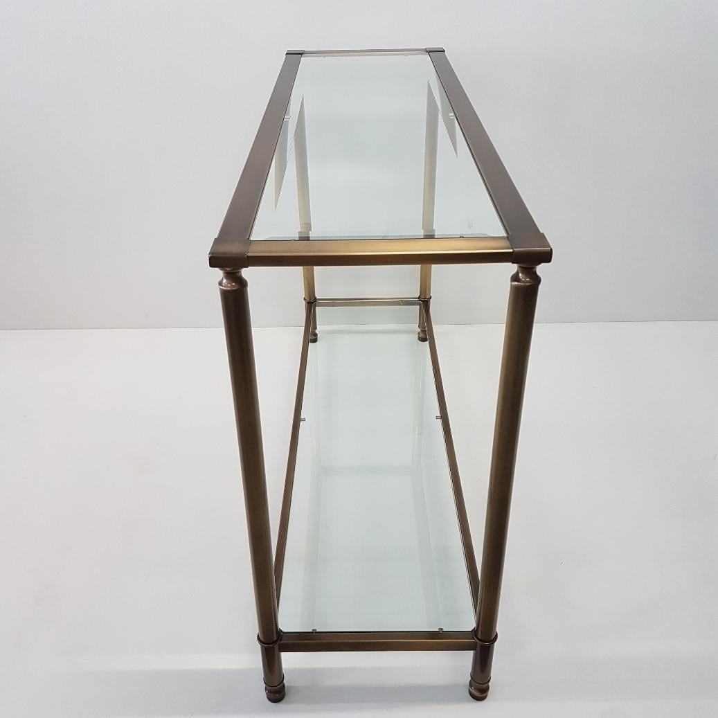 20th Century Brass with Cut Glass French Console Table, 1980s