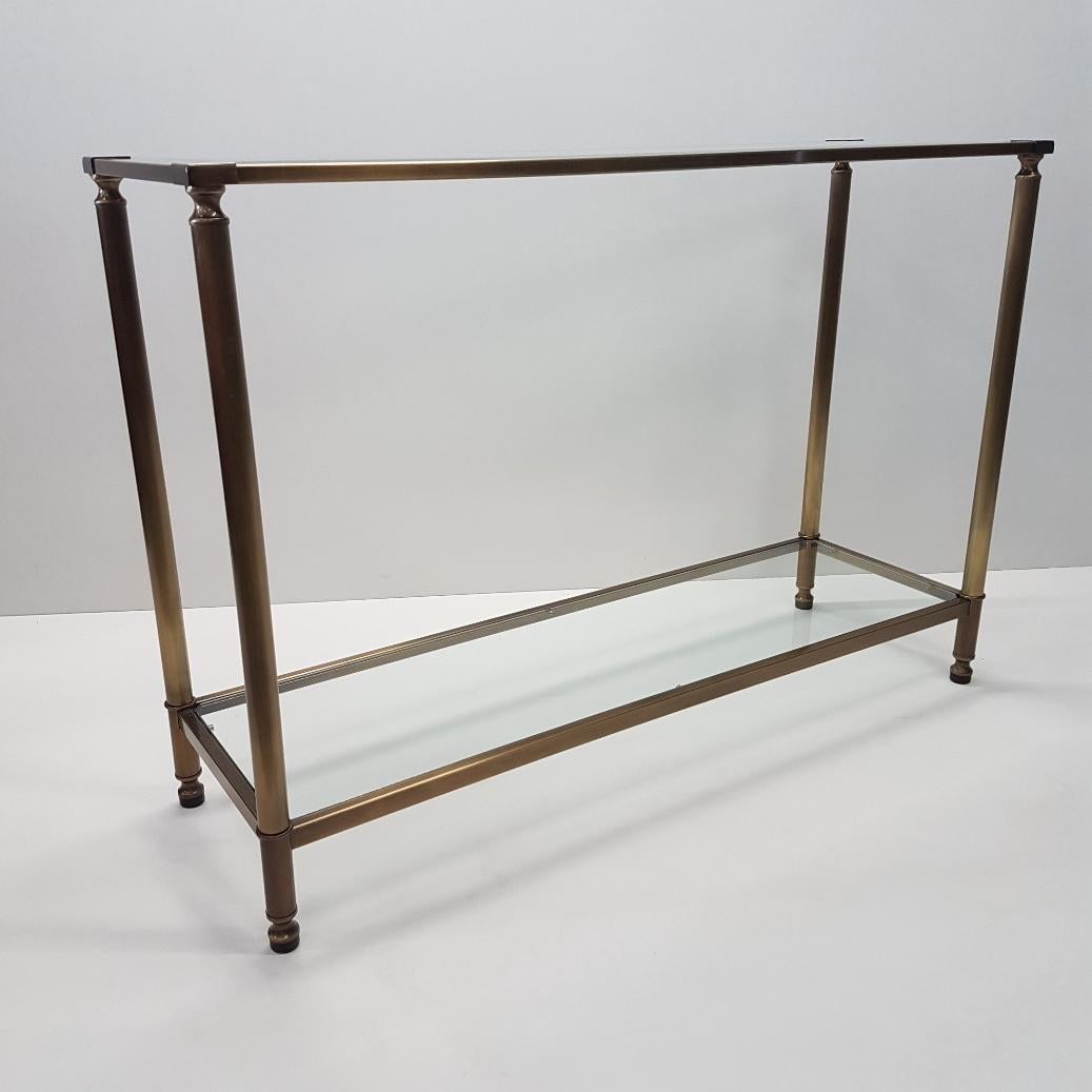 Brass with Cut Glass French Console Table, 1980s 3