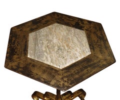 Brass with Inlay Marble Top Cocktail/Side Table, Spain, 1960s