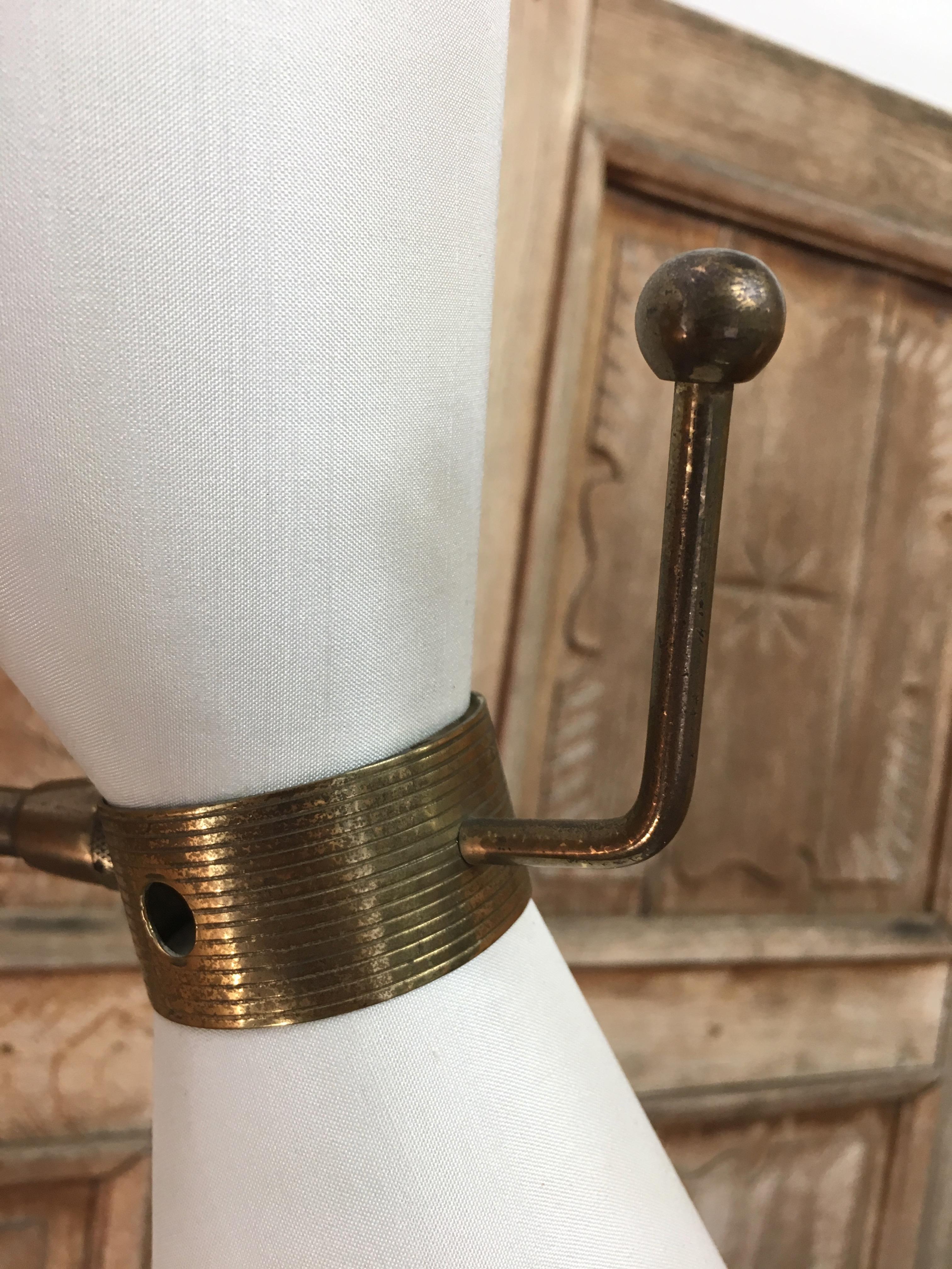 French Brass with Linen Shade Wall Light