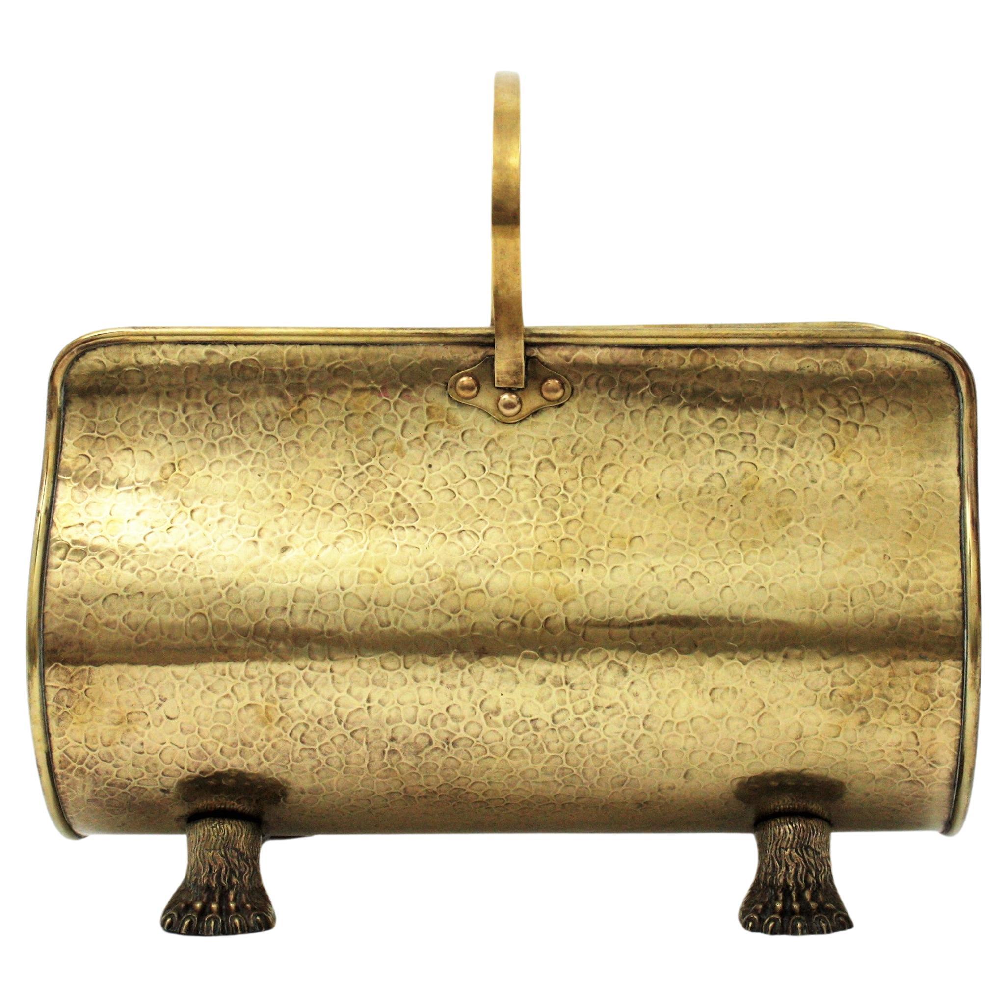 MidCentury Modern Brass Magazine Log Holder at 1stDibs