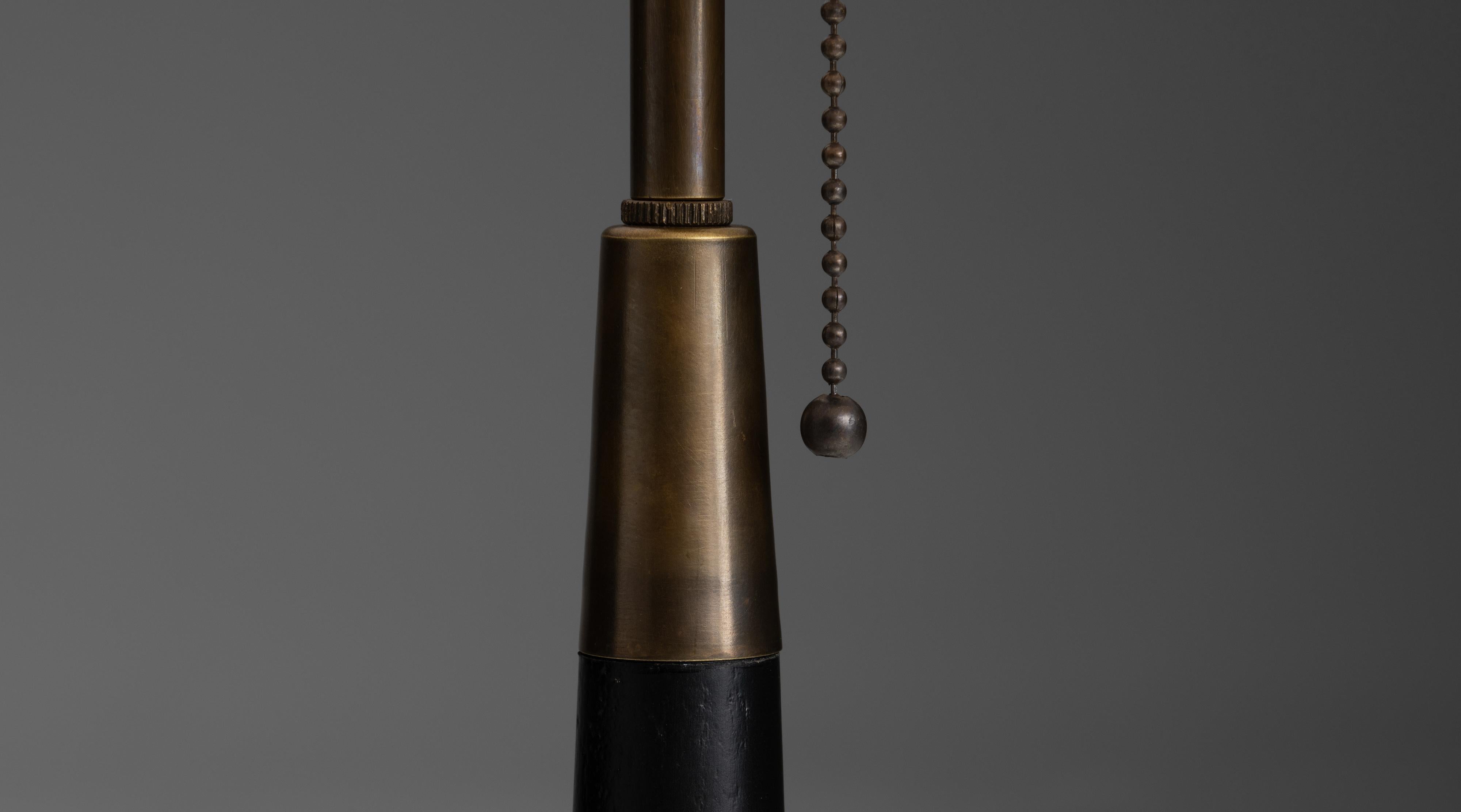 Mid-Century Modern Black and Brass Table Lamp, Made in Italy