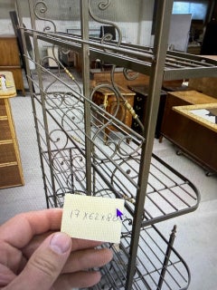 Brass & Wrought Iron 3-Tier Shelving Antique French Baker's Rack