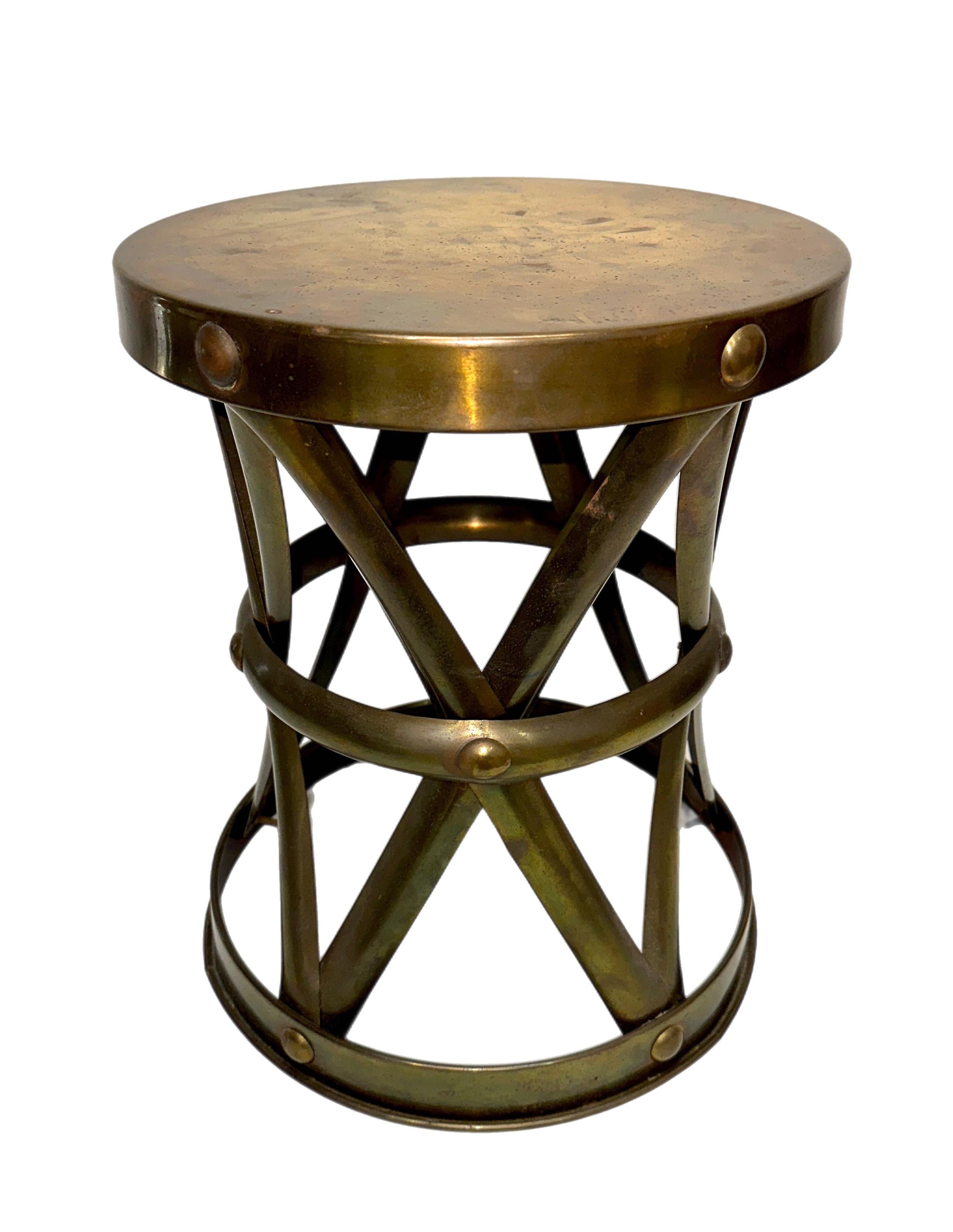 Vintage x-base lattice occasional tables or stools. One table is slightly taller, 14.75