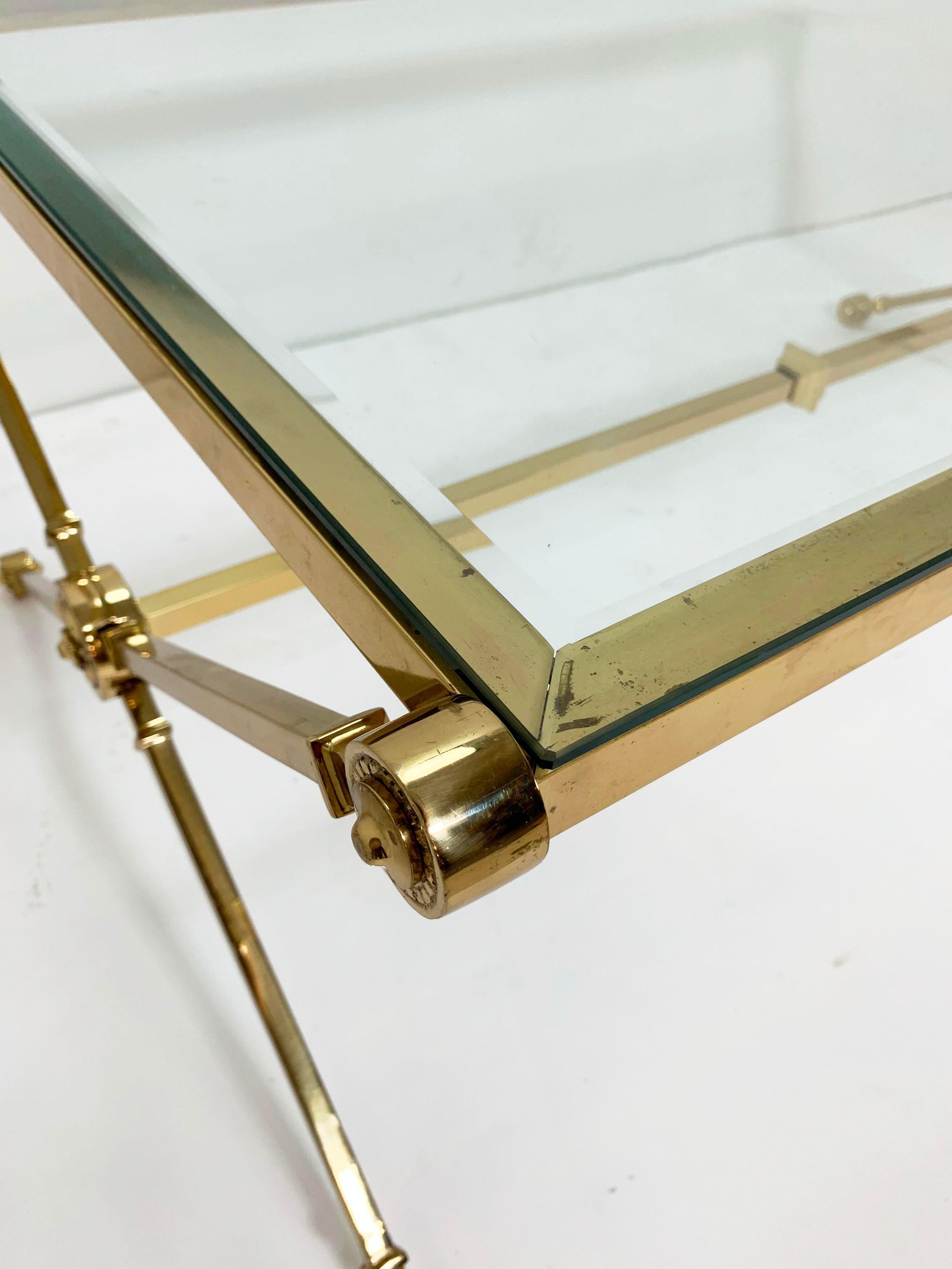 Brass X-Form Coffee Table in the Manner of Maison Jansen, circa 1960s 3