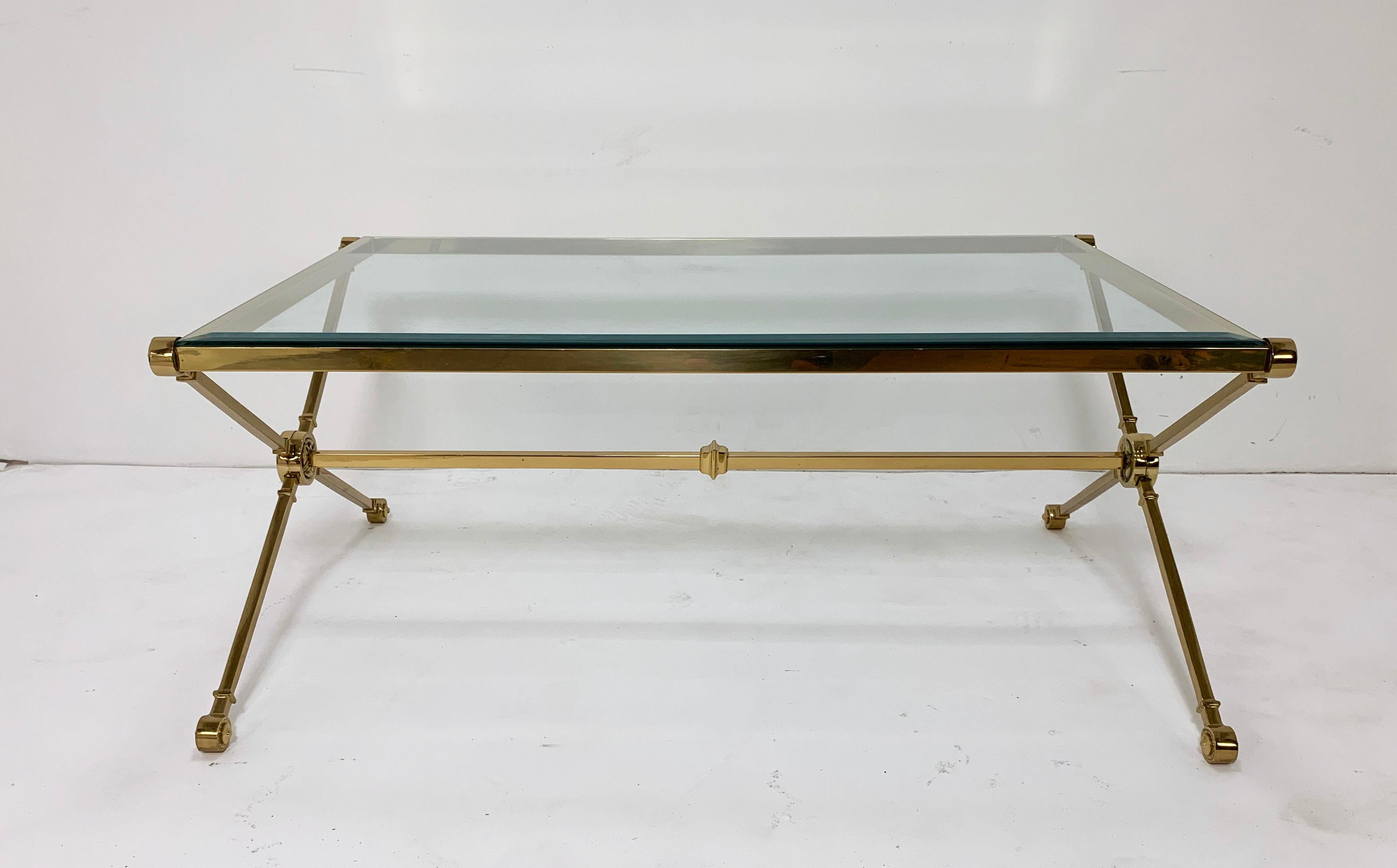 Brass X-Form Coffee Table in the Manner of Maison Jansen, circa 1960s 1
