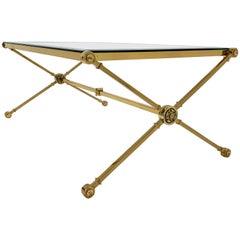 Brass X-Form Coffee Table in the Manner of Maison Jansen, circa 1960s