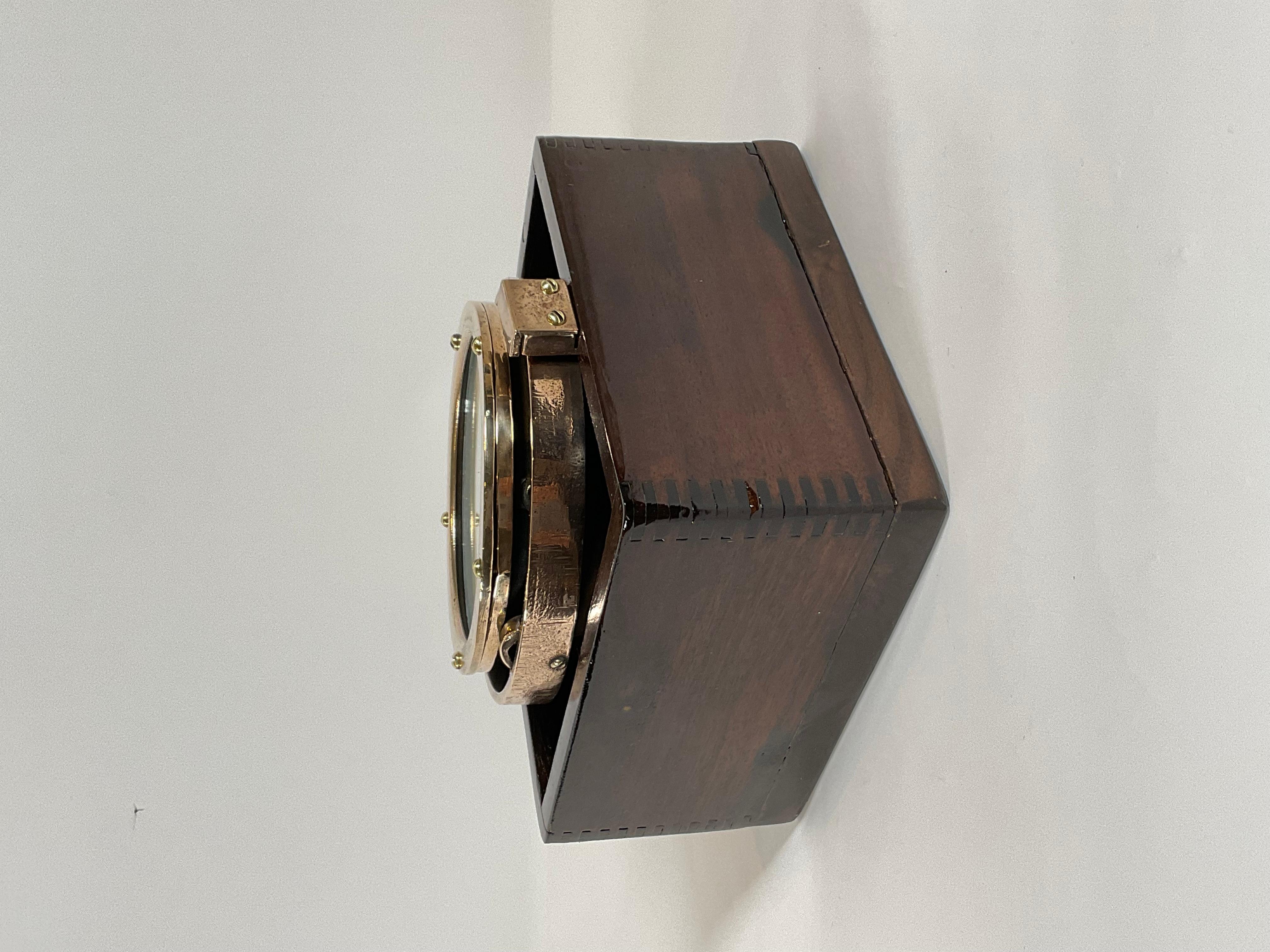 Late 19th Century Brass Yacht Compass in Mahogany Box For Sale