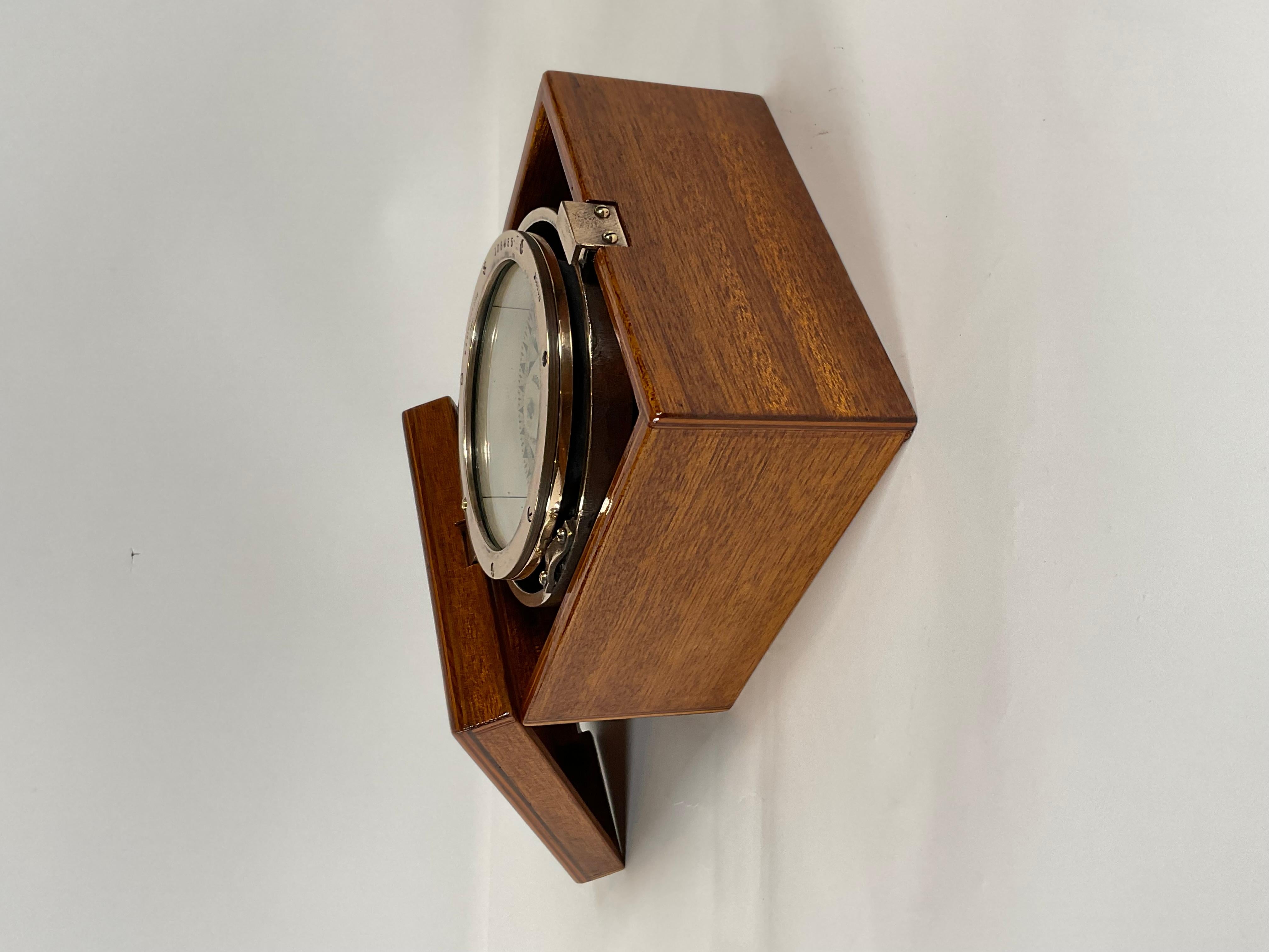 Brass Yacht Compass in Mahogany Box 1
