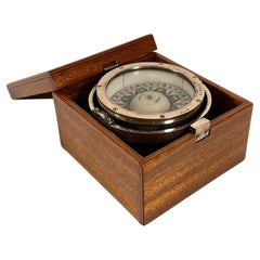 Brass Yacht Compass in Mahogany Box