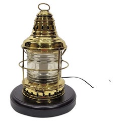 Used Brass Yacht Lantern with Fresnel Lens