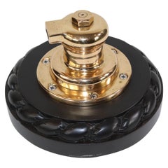 Used Brass Yacht Winch on Wood Base