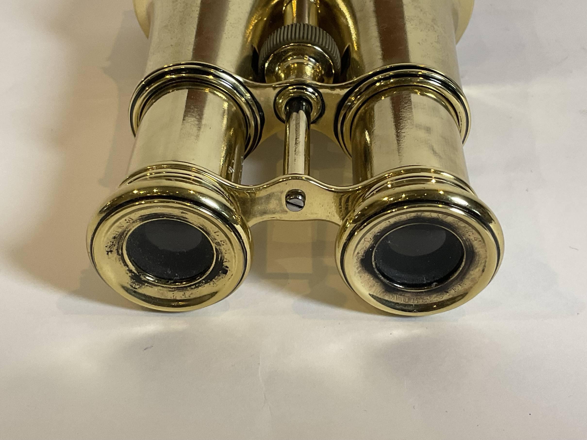 Brass Yachting Binoculars on Wood Base For Sale 5