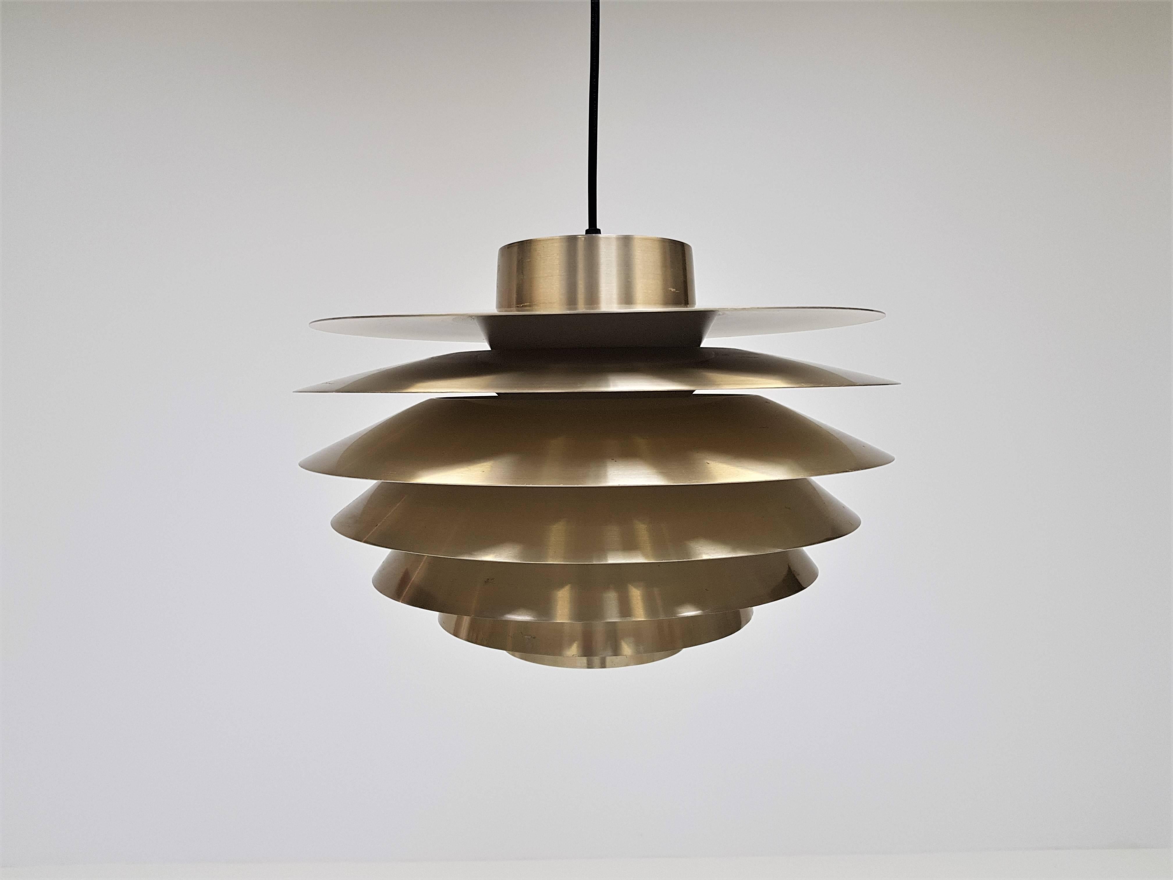 Mid-Century Modern Brassed Svend Middelboe Verona Pendant Light Produced by Nordisk Solar, 1970s