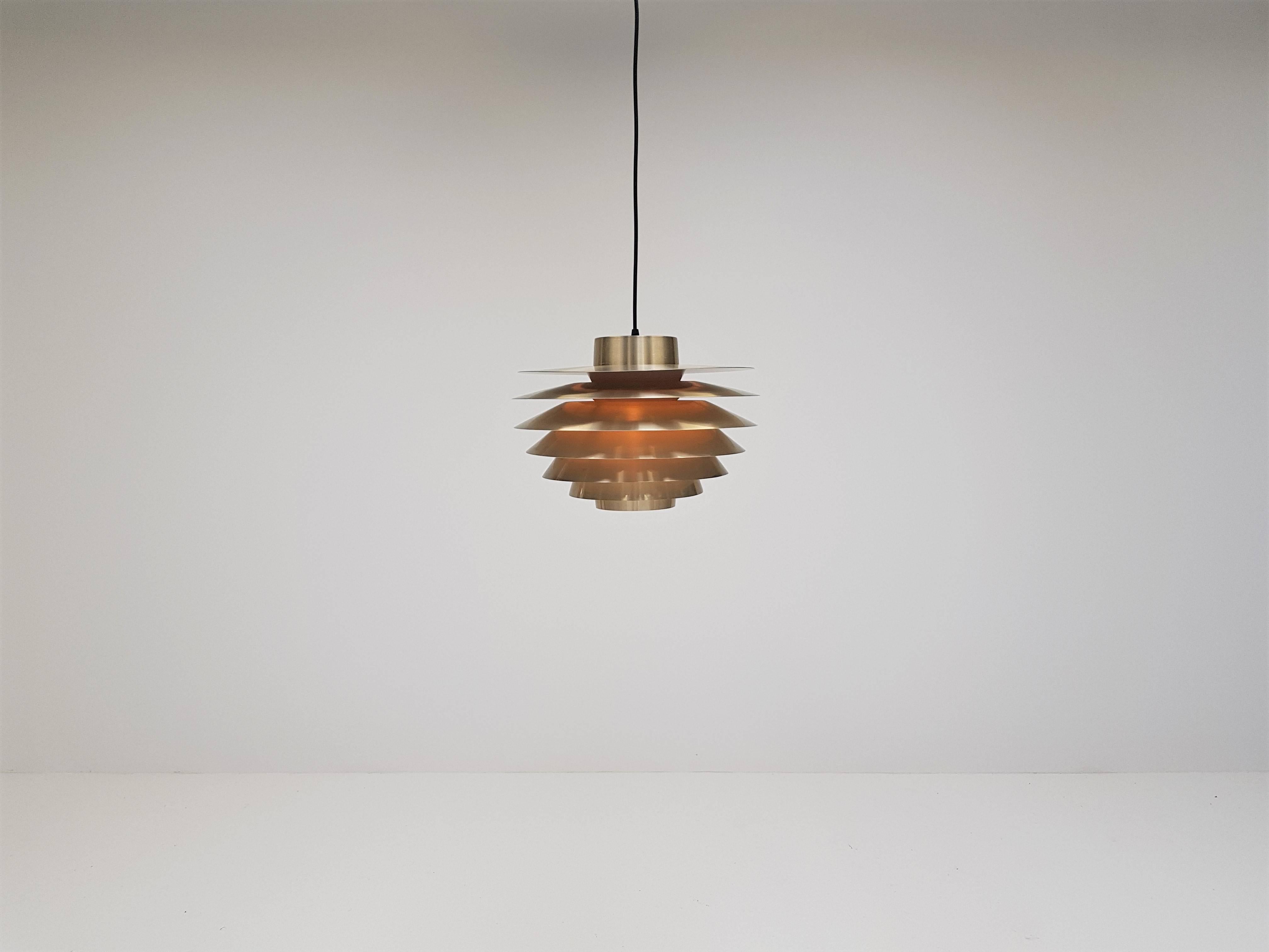 Danish Brassed Svend Middelboe Verona Pendant Light Produced by Nordisk Solar, 1970s