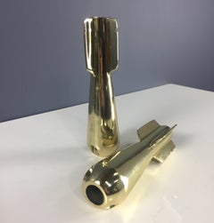 Brassed WWII Era Mortar Shell Paperweights or Bookends Midcentury