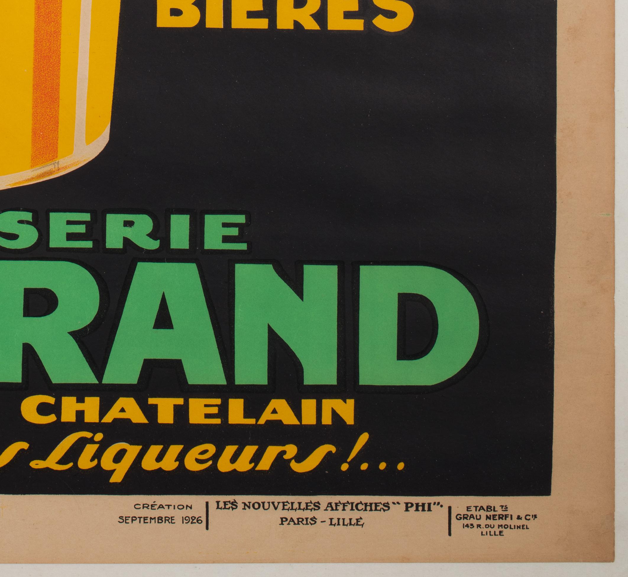 Brasserie Lengrand Frog 1926 French Alcohol Advertising Poster, Paul Nefri For Sale 3