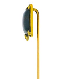 Brassler & Co. 1910 Art Nouveau Bloodstone 14 Karat Gold Stickpin