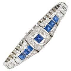 Brassler & Co. Art Deco 3.25 Carats Sapphire Diamond Platinum-Topped 14 Karat Go