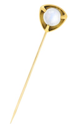 Brassler Co. Moonstone Cabochon 14 Karat Gold Stickpin