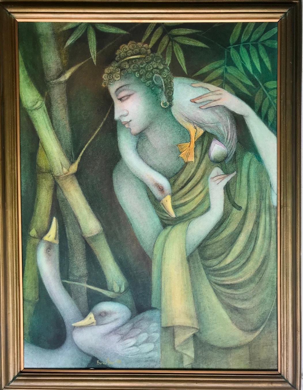 Bratin Khan - Enlightened Purusha, Tempera on Canvas by Contemporary Artist  "In Stock" For Sale at 1stDibs