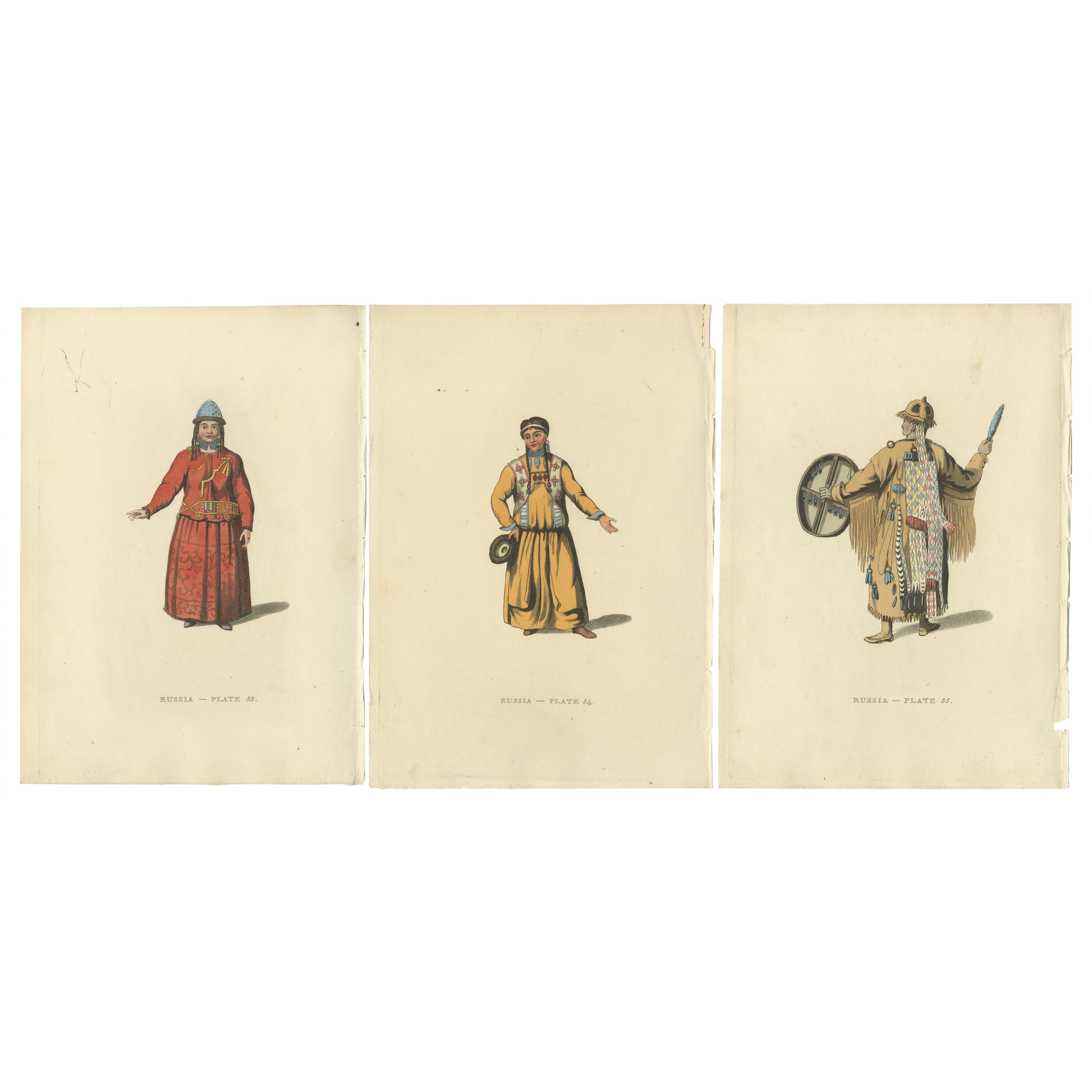 Bratzkian Attire und Shamanic Regalia in russischen Gravuren des 19. Jahrhunderts, 1814 im Angebot