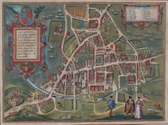 Map of Cambridge, c.1572 engraving by Braun & Hogenberg