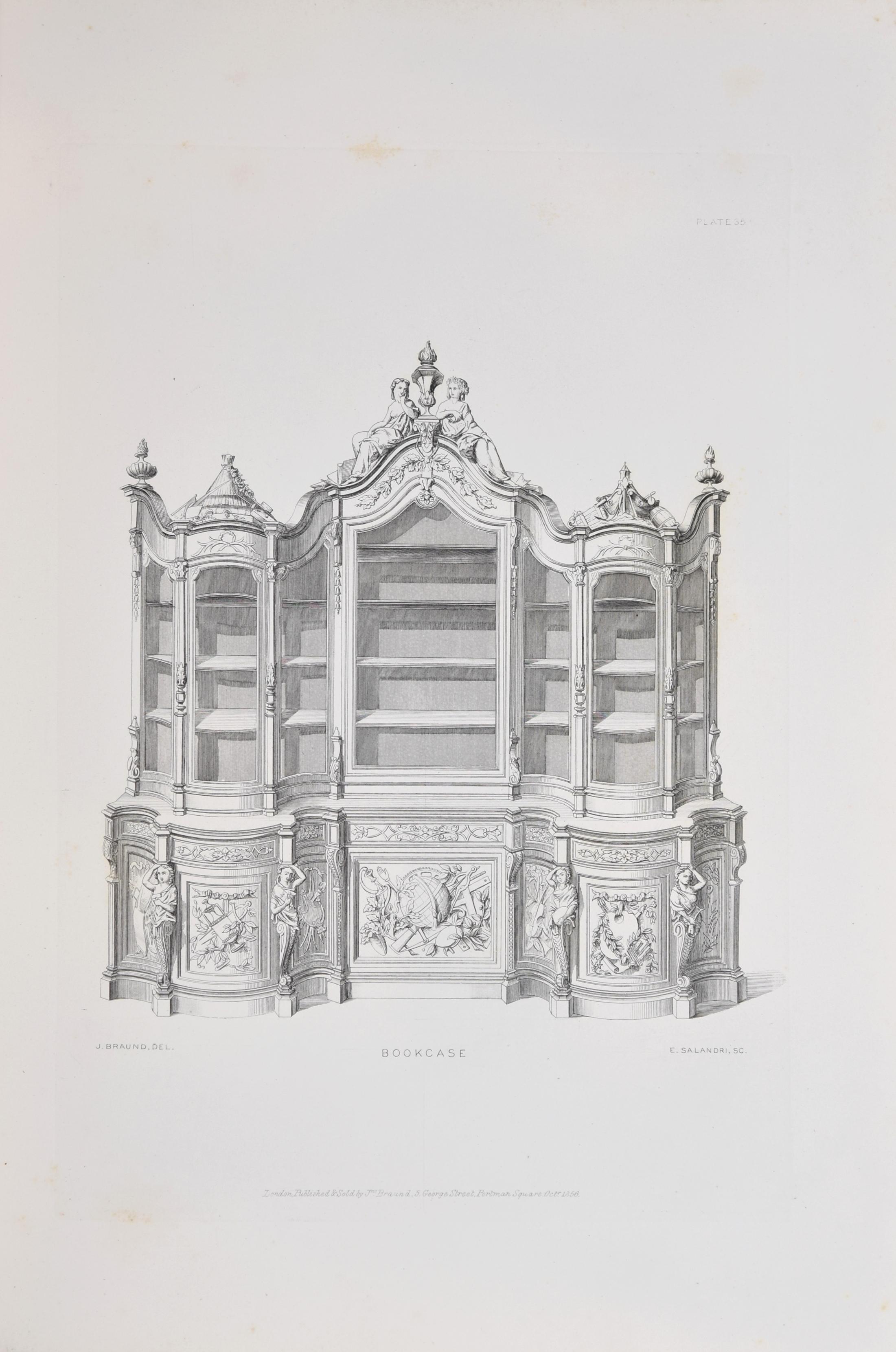 English BRAUND, J. ILLUSTRATIONS OF FURNITURE... London: J. Braund, 1858.