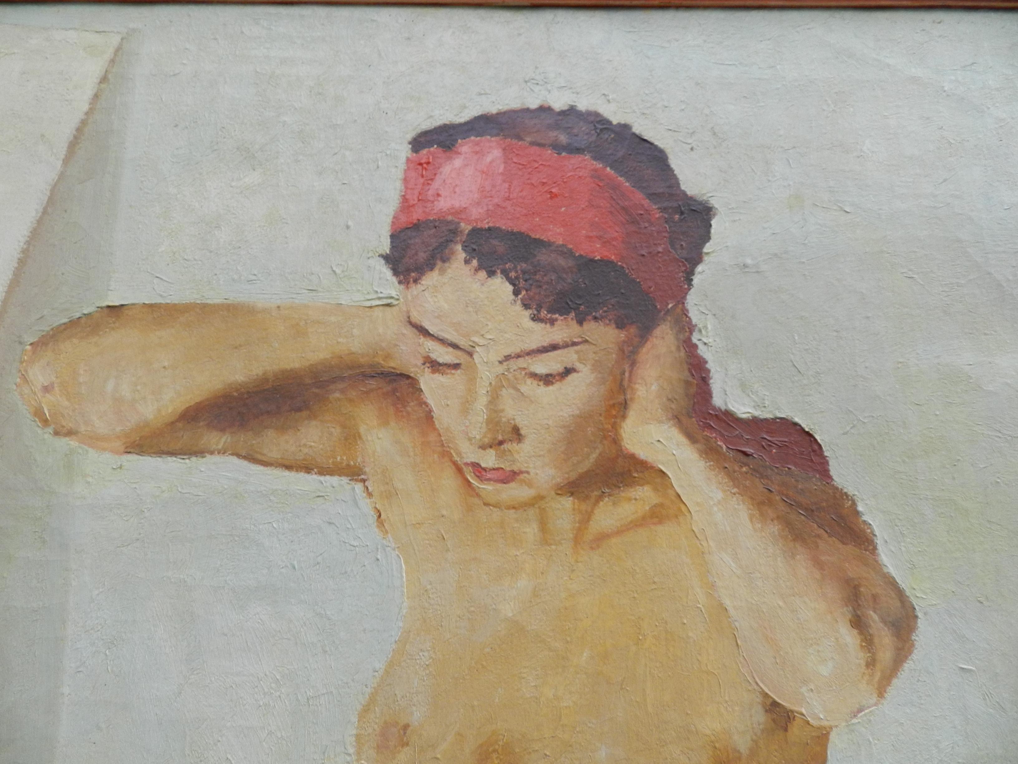 Bräuner, Öl auf Leinwand Signiert und datiert 53 (Art déco) im Angebot