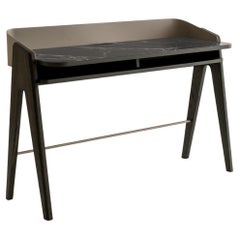 Bravero Laguna Oak And Breccia Imperiale Glass Desk by Morica Design