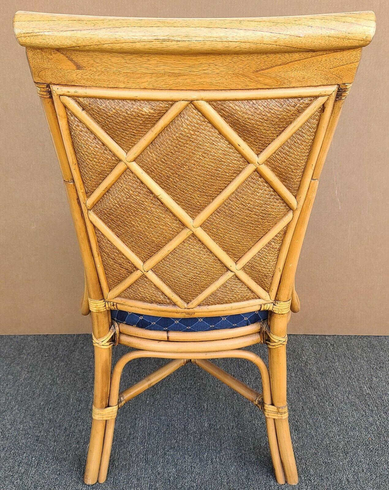 Braxton Culler Rattan Bamboo Wicker Dining Desk Accent Chair In Good Condition For Sale In Lake Worth, FL