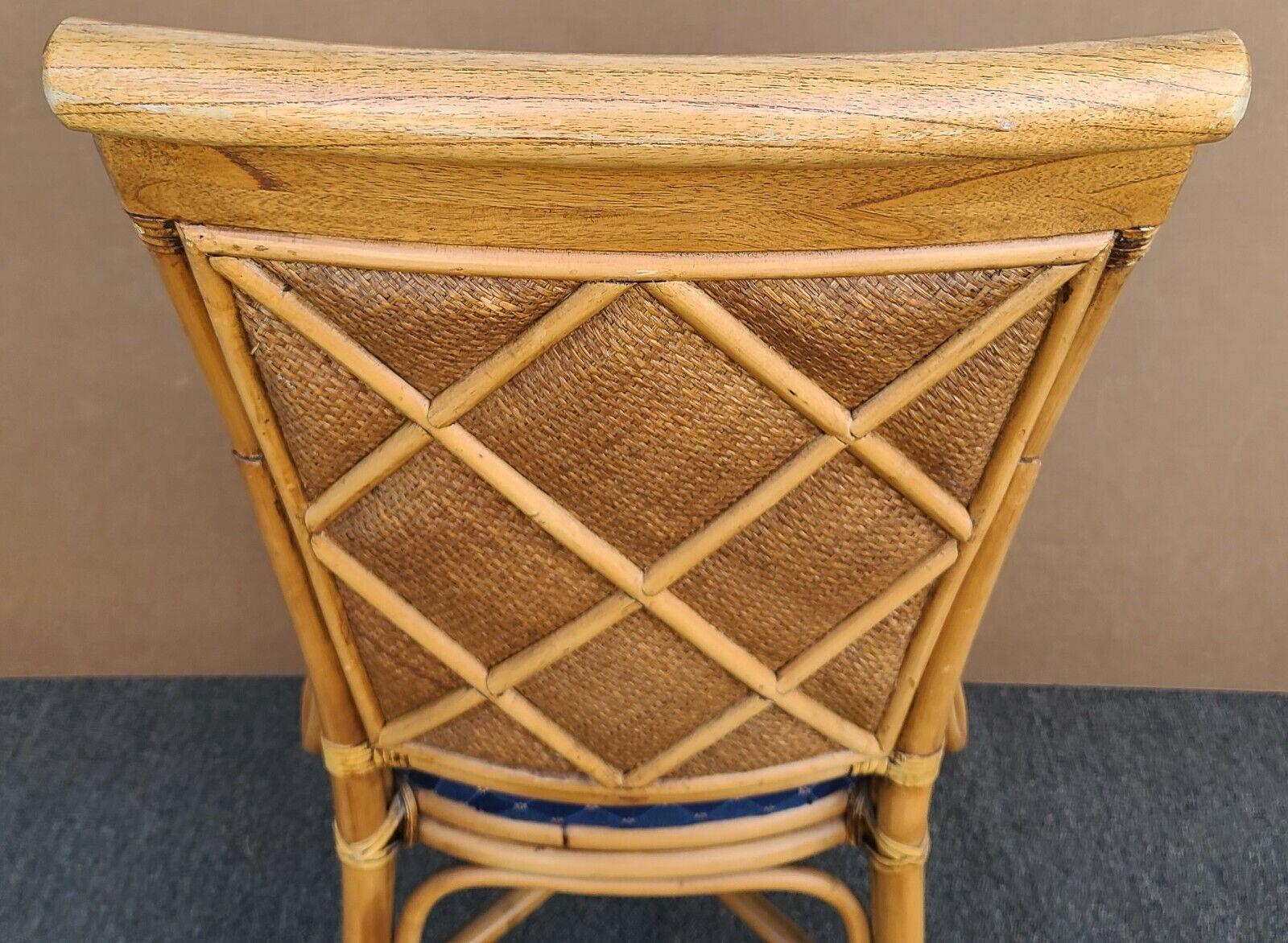 Cotton Braxton Culler Rattan Bamboo Wicker Dining Desk Accent Chair For Sale