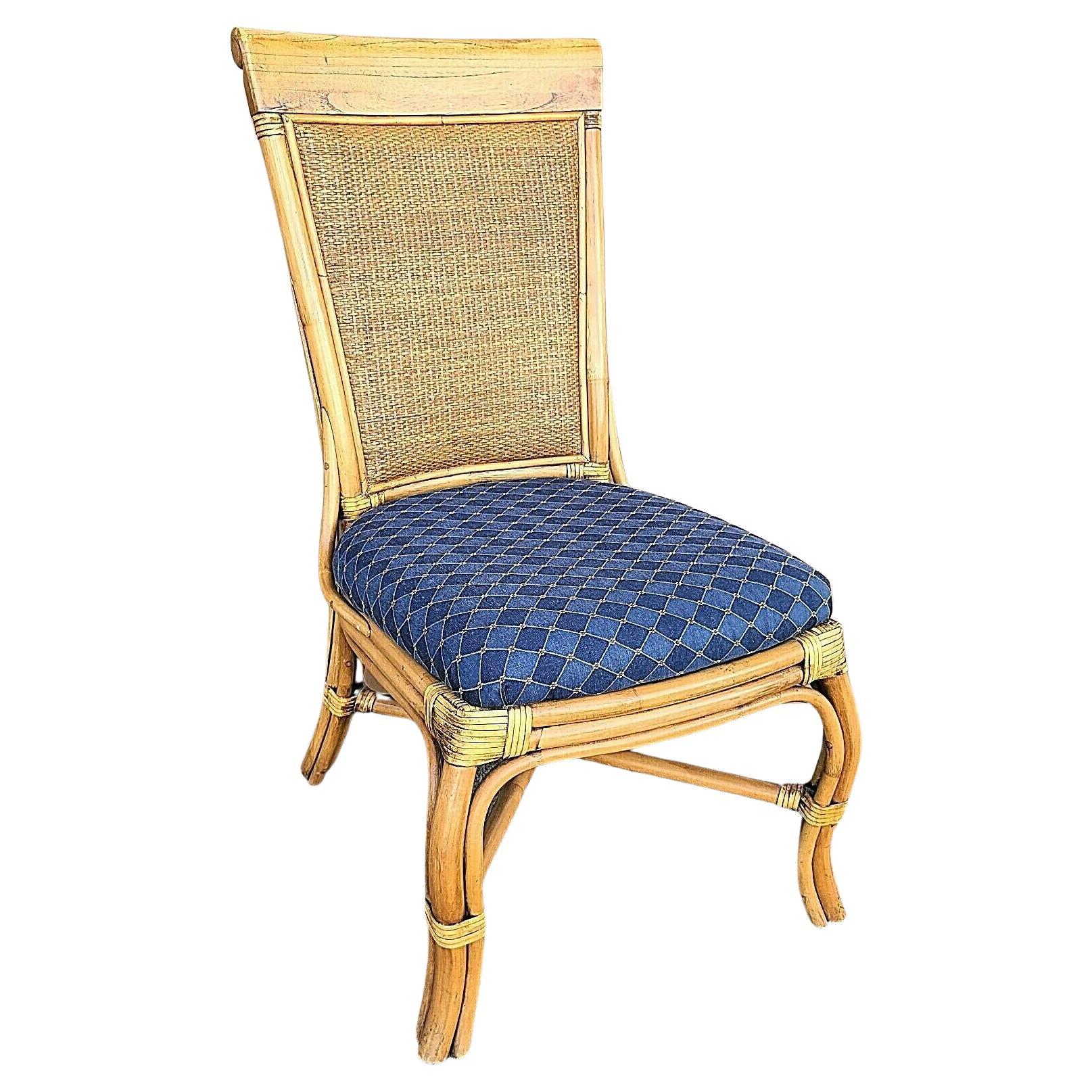 Braxton Culler Rattan Bamboo Wicker Dining Desk Accent Chair For Sale