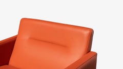 Brayton International Club Chairs in Orange Leather, Pair