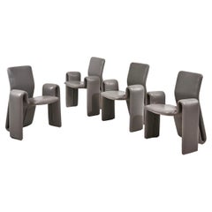 Brayton International Gray Leather Lounge Chairs, 1980