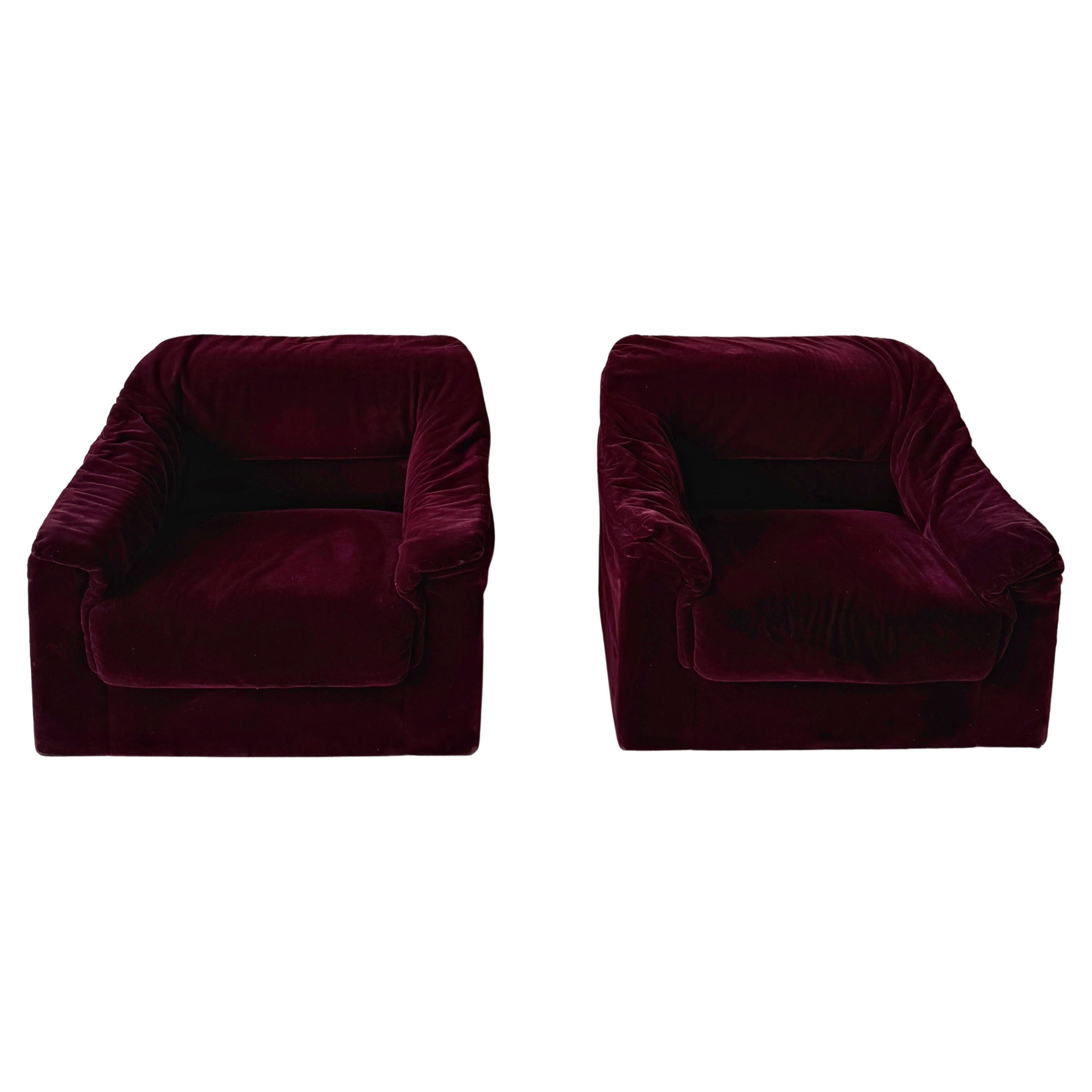 Brayton International Sillas Club de Mohair Magenta, años 70 en venta
