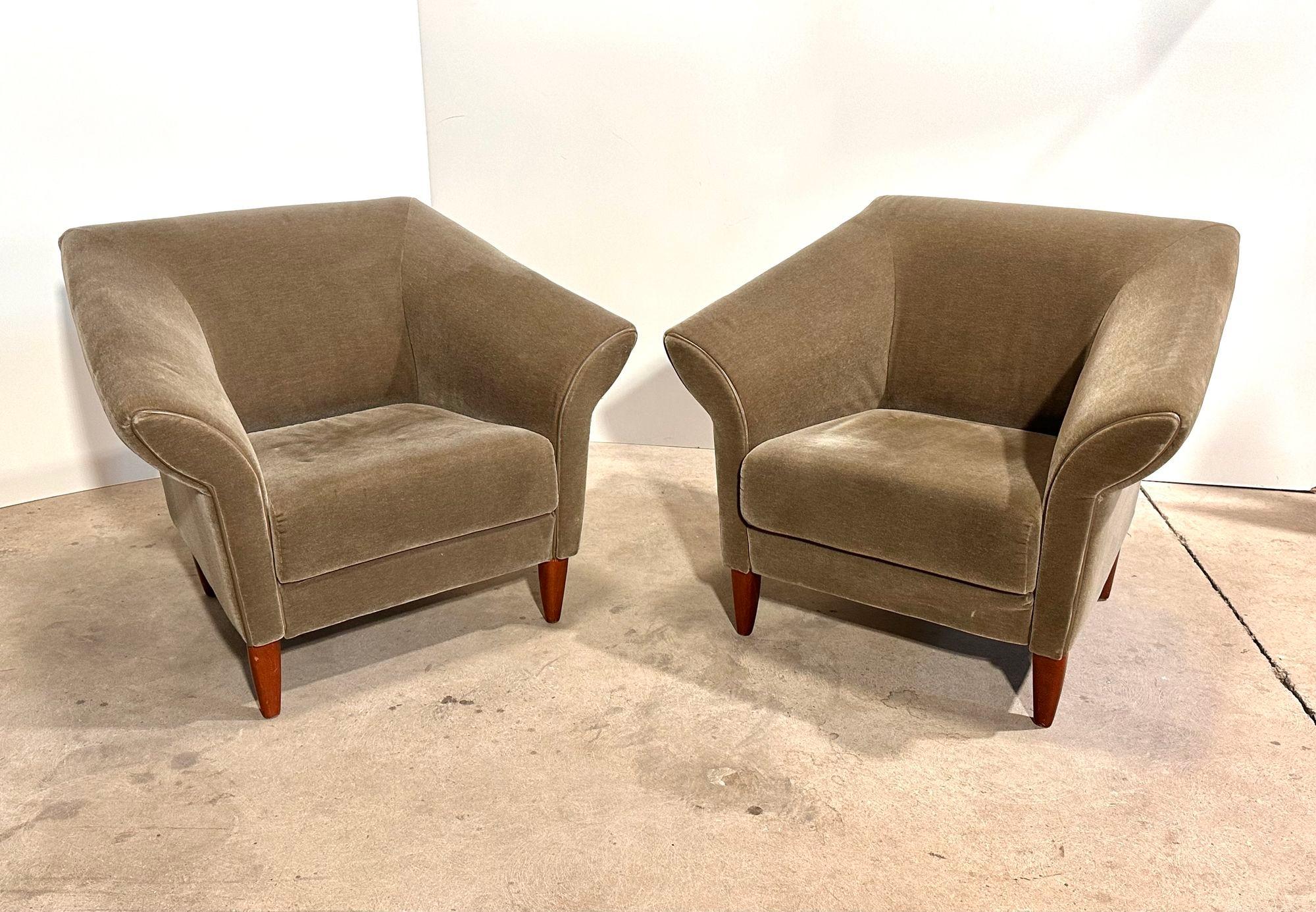 American Brayton International Mohair Club Chairs, 1999 For Sale