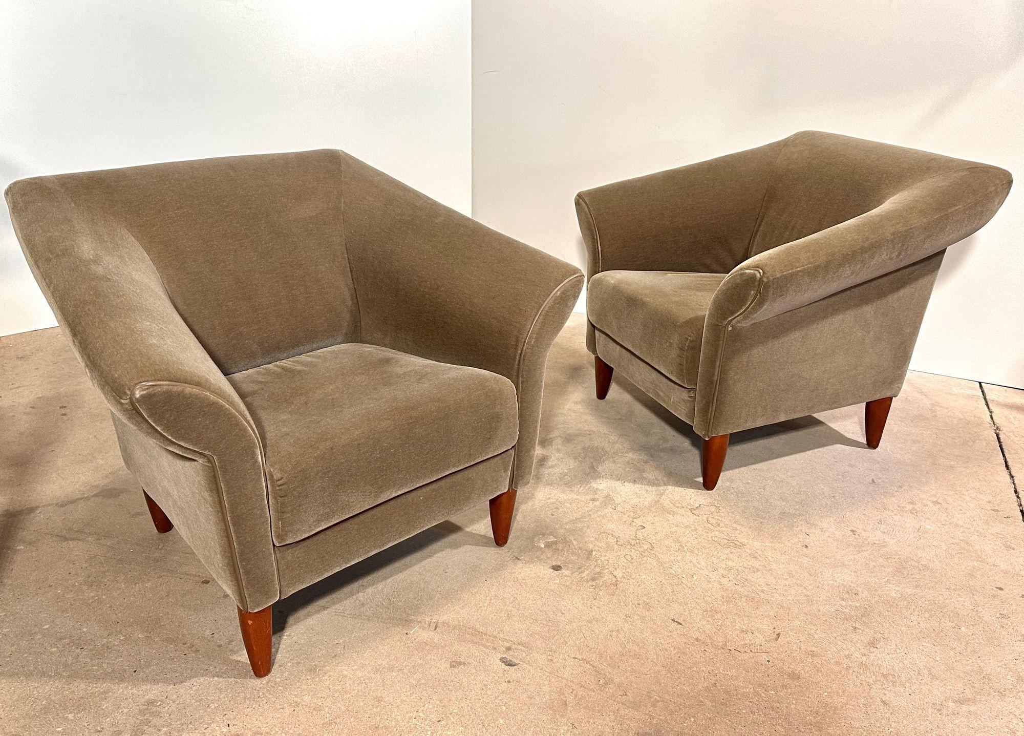 Brayton International Mohair Club Chairs, 1999 In Good Condition For Sale In Chicago, IL