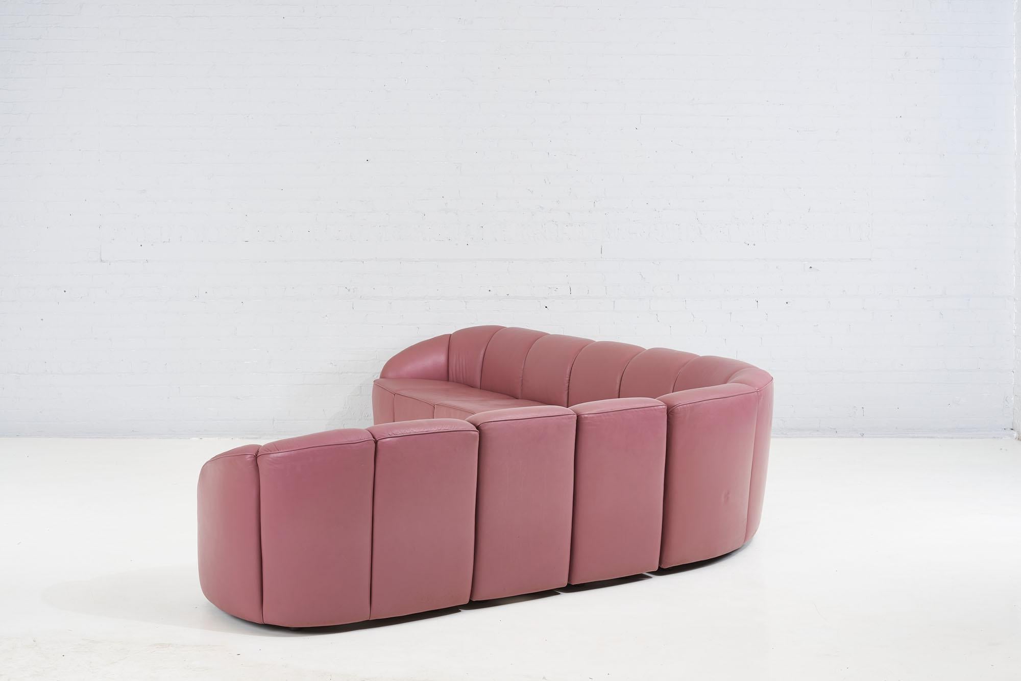 pink leather couch