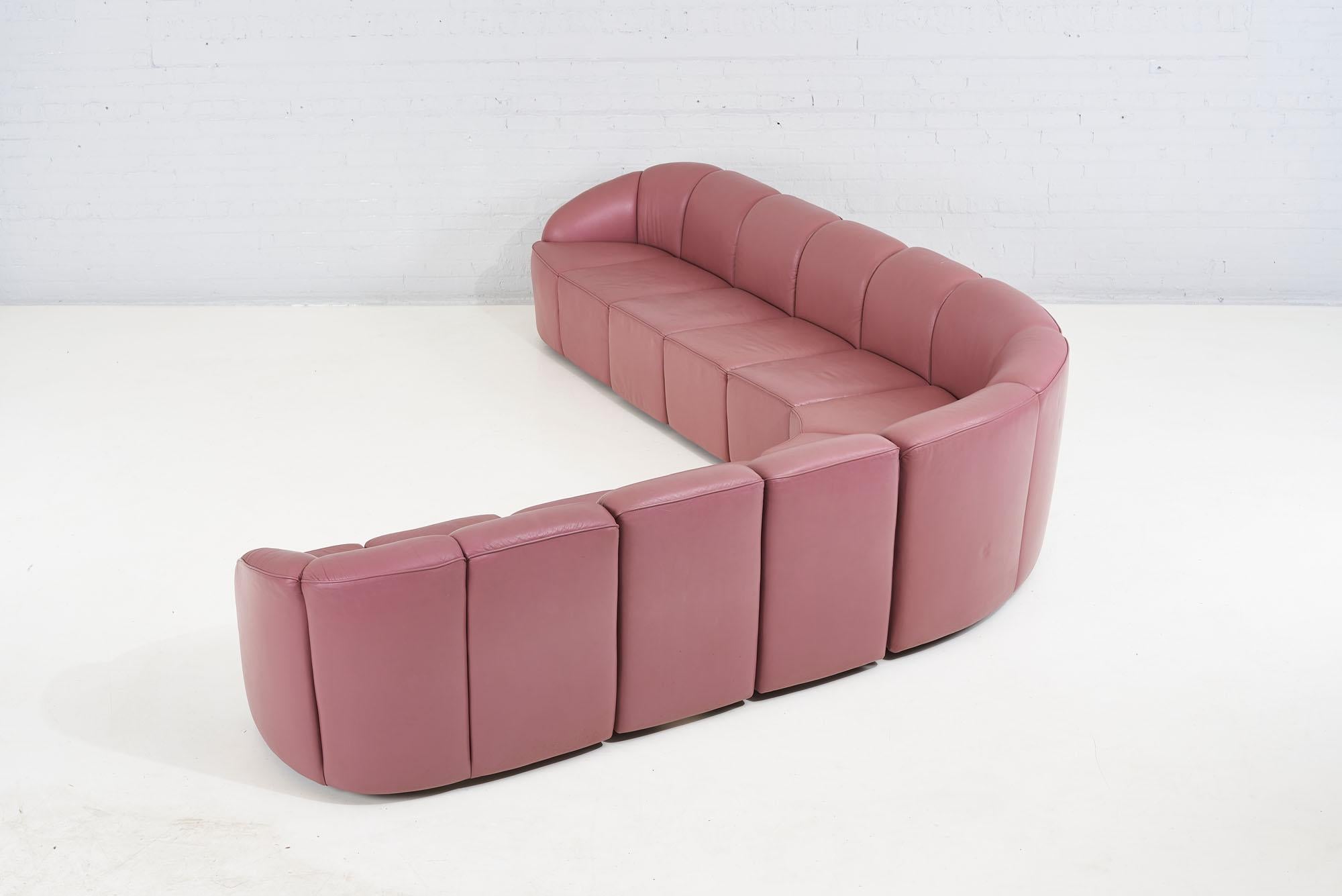 pink leather sectional