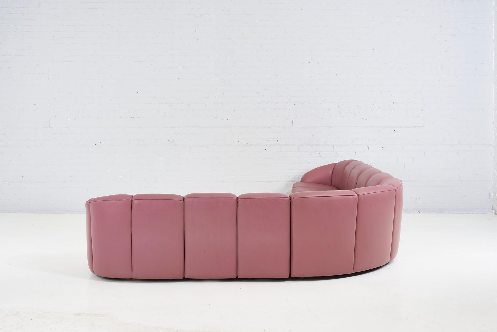 pink leather sofa