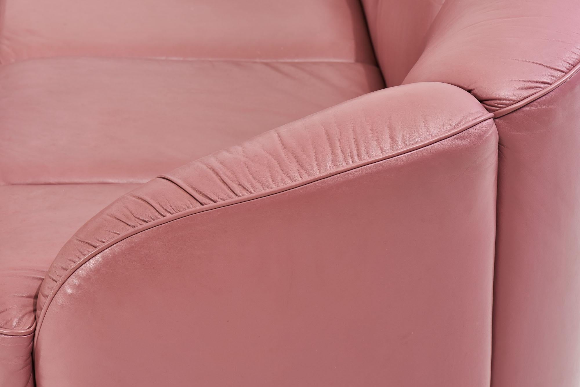 Brayton Pink Leather 8 Piece Modular Sofa, 1980 1