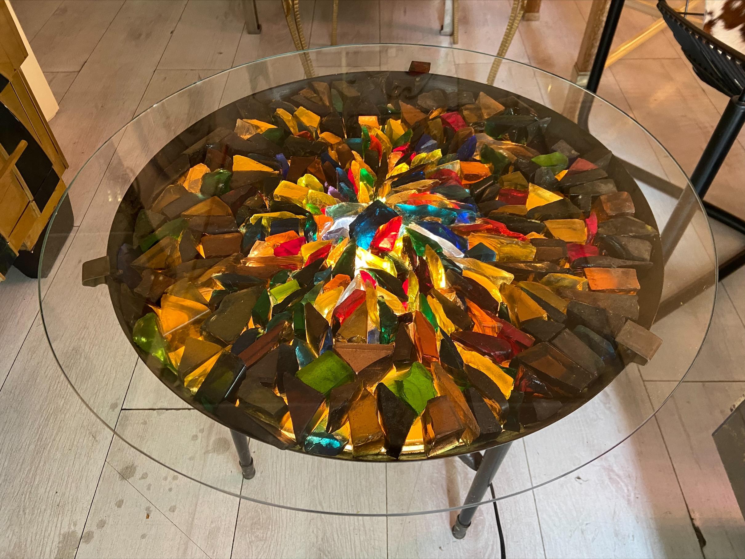 Murano Glass Brazier Coffee Table, Italy, 1970s For Sale