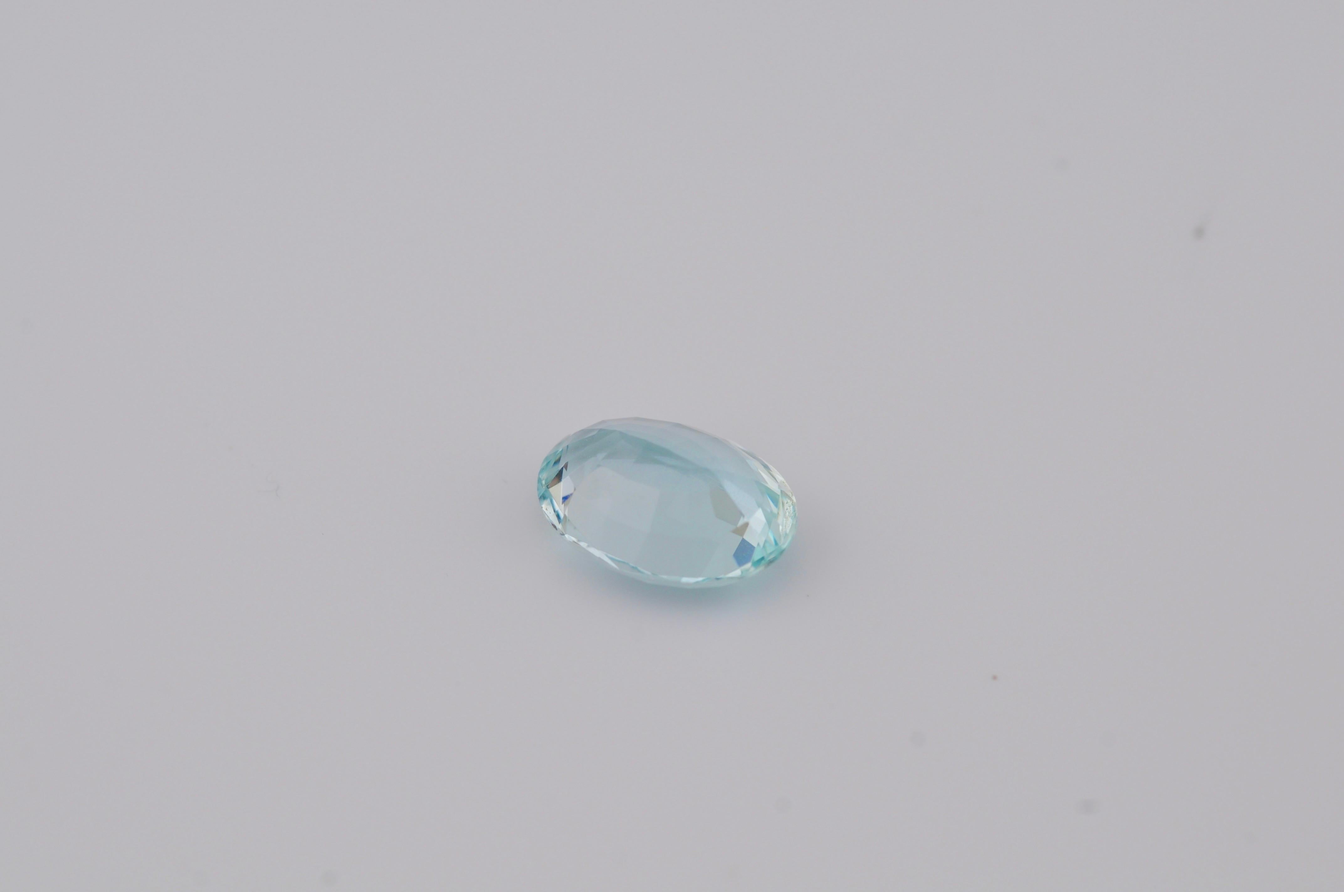 Oval Cut Brazil Aquamarine AAA quality – 3.45 ct For Sale