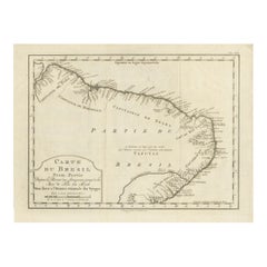 Mappa della costa del Brasile - Broenner Carte du Bresil, 1772 Capitanerie