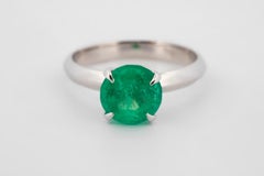 Brazil Emerald 2.02ct Natural Green Emerald Gold Engagement Ring GIA F1 Round