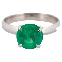 Brazil Emerald 2.02ct Natural Green Emerald Gold Engagement Ring GIA F1 Round