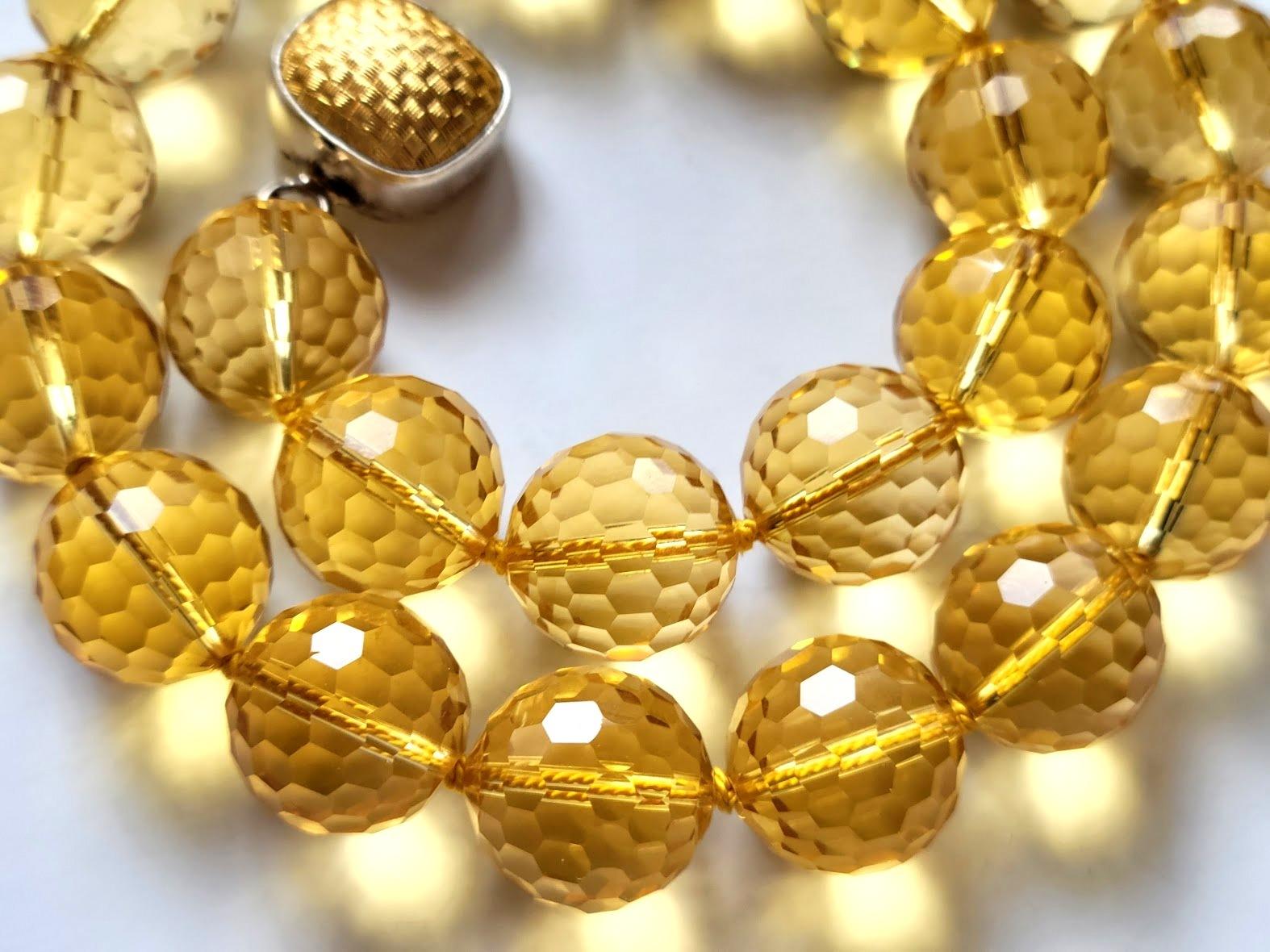 Facettierte brasilianische Citrin-Halskette (Perle) im Angebot